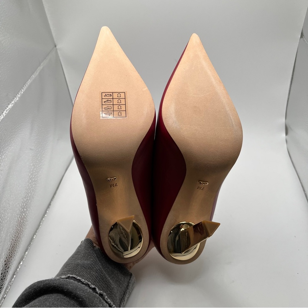 NWB MICHAEL KORS Halle Leather Mule Pump size 7M red gold heel - Picture 10 of 11